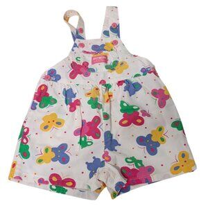 Oshkosh Bgosh Butterfly Vestback Girls Size 3T White Short Overalls USA Made
